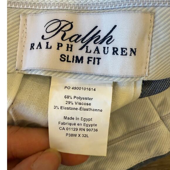 "RALPH" RALPH LAUREN Slim Fit Slacks Pants Men size 38 x 32 Blue Ralph Classic - Picture 5 of 7